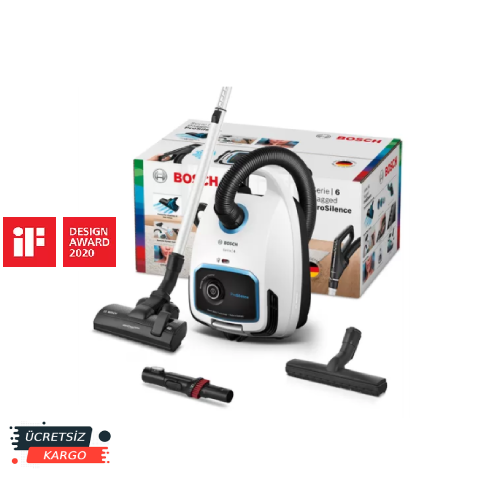 Bosch BGB6SIL1 700 W Toz Torbalı Süpürge ProSilence-Beyaz