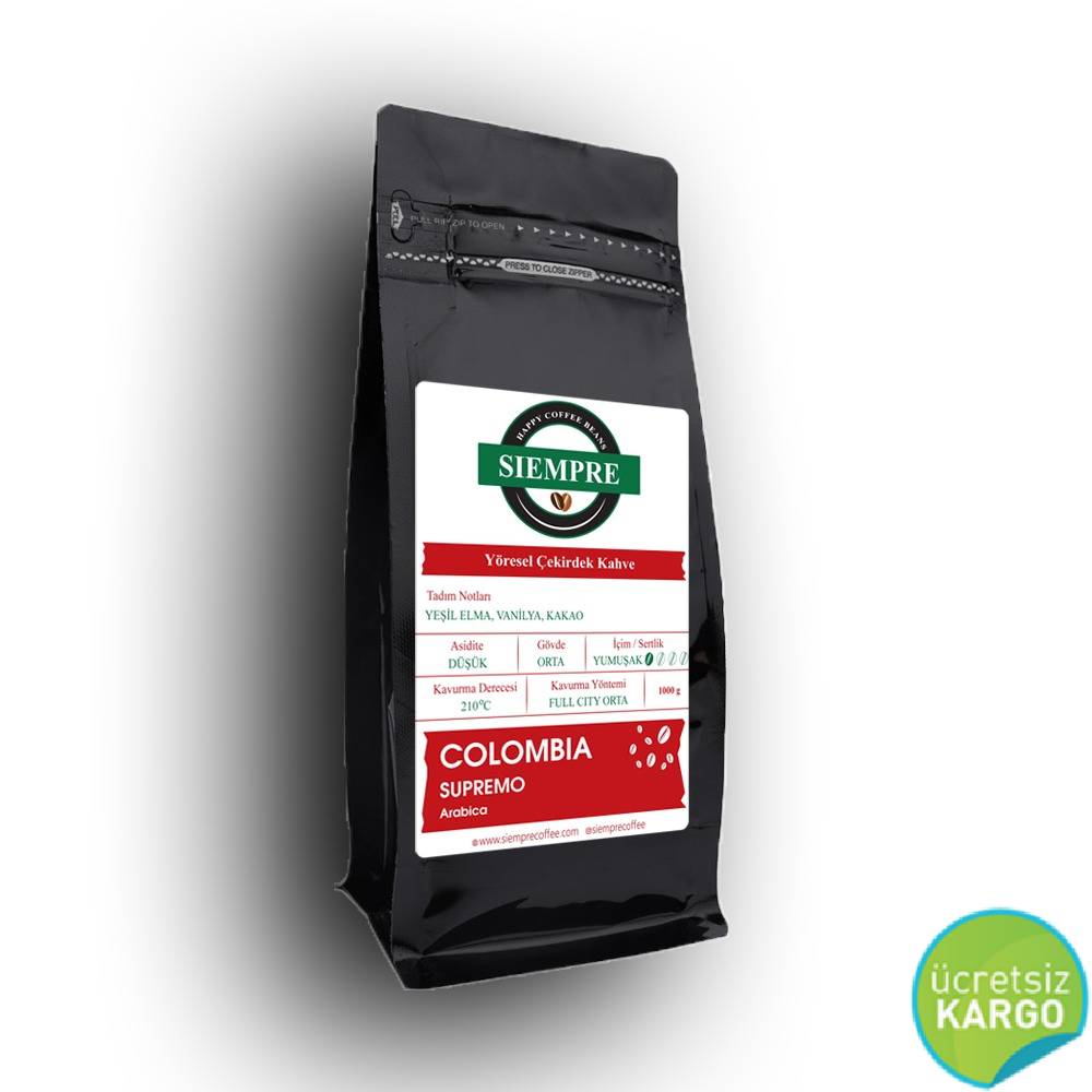 Siempre Coffee Colombia Supremo Çekirdek Kahve 1000g